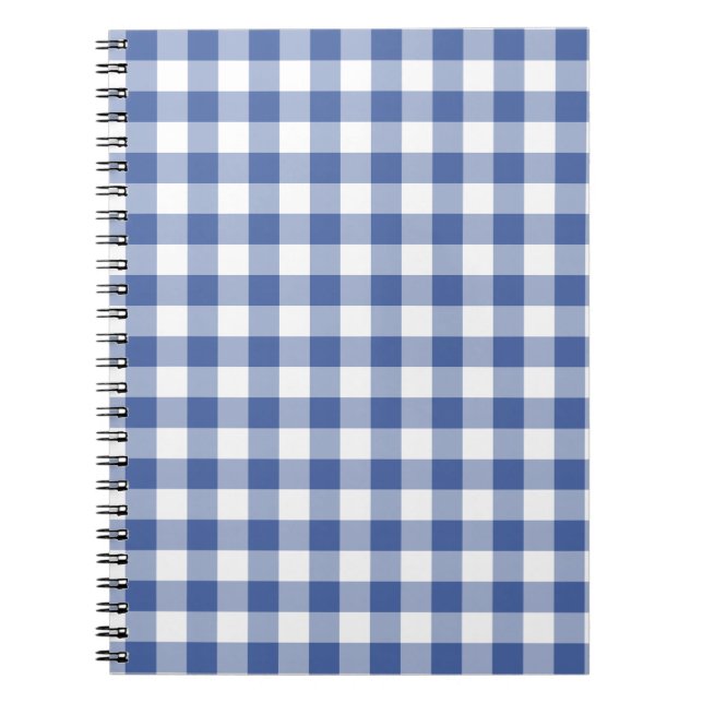 Caderno Espiral Notebook espiral, azul escuro e branco - Gingham (Frente)