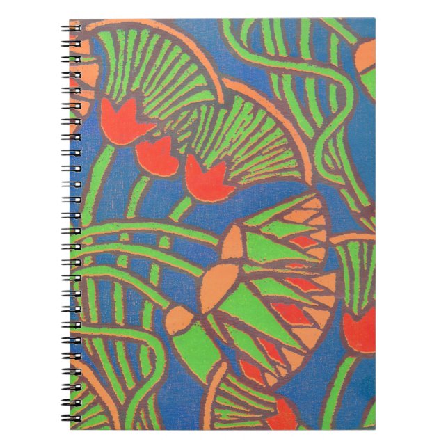 Caderno Espiral Notebook Espiral, Azul, Vermelho, Design Étnico Am (Frente)