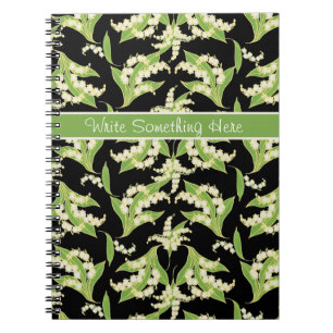 Caderno Espiral Notebook espiral bonito: Lily of the Valley, Black