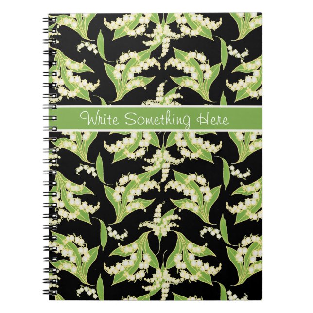 Caderno Espiral Notebook espiral bonito: Lily of the Valley, Black (Frente)