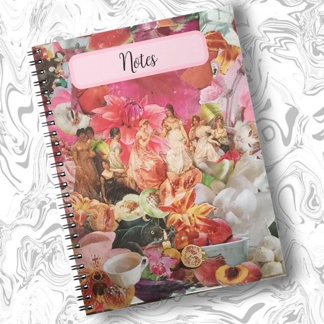 Caderno Espiral Notebook Espiral Bonito Para Meninas, Floral Rosa (Criador carregado)