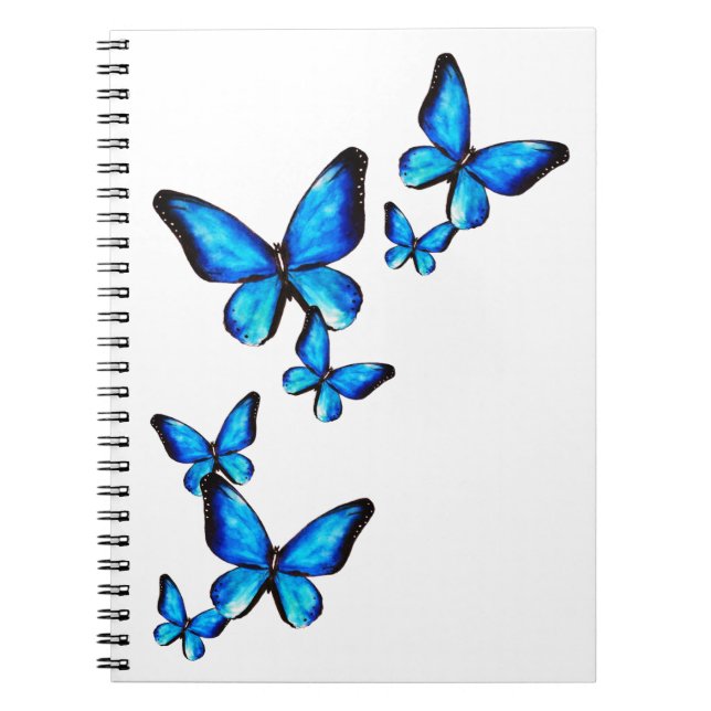 Caderno Espiral Notebook espiral com borboleta aqua azul (Frente)