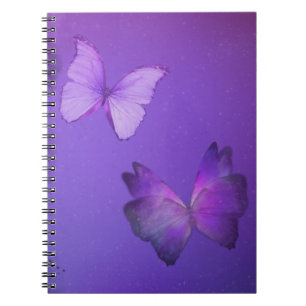 Caderno Espiral Notebook espiral com borboletas roxas