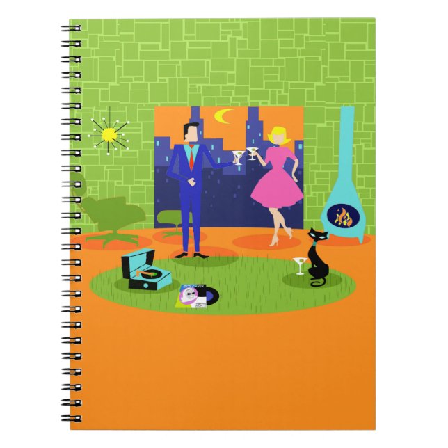 Caderno Espiral Notebook espiral com Casal Romântico à noite (Frente)