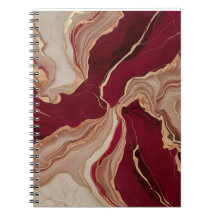 Notebook espiral com design de mármore vermelho