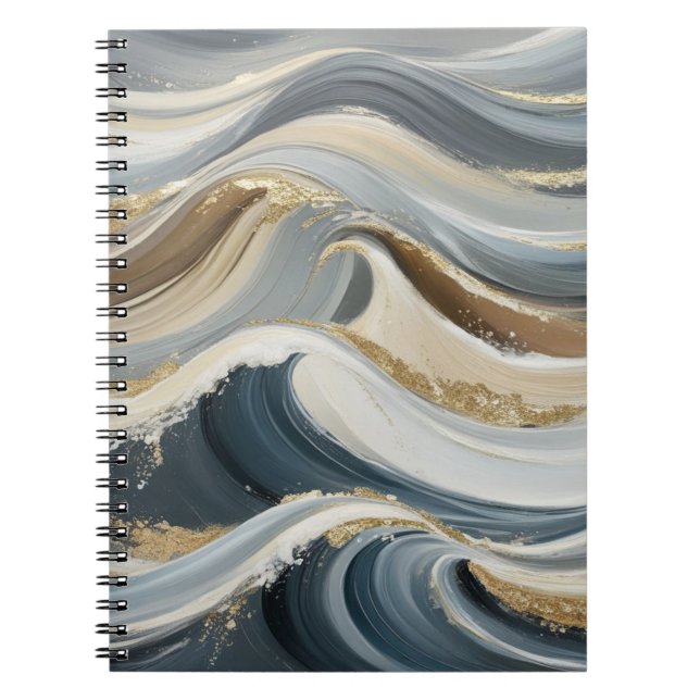 Caderno Espiral Notebook espiral com design de ondas sonhadoras (Frente)