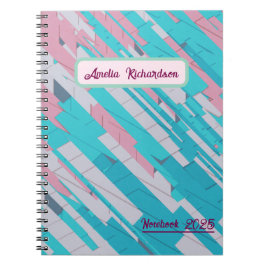Caderno Espiral Notebook espiral com padrão Abstrato cor-de-rosa e
