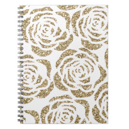 Caderno Espiral Notebook espiral com padrão de Rosa Dourado