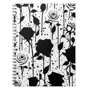 Caderno Espiral Notebook espiral com Rosas pretos