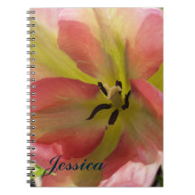 Notebook espiral com Tulipa rosa e amarela