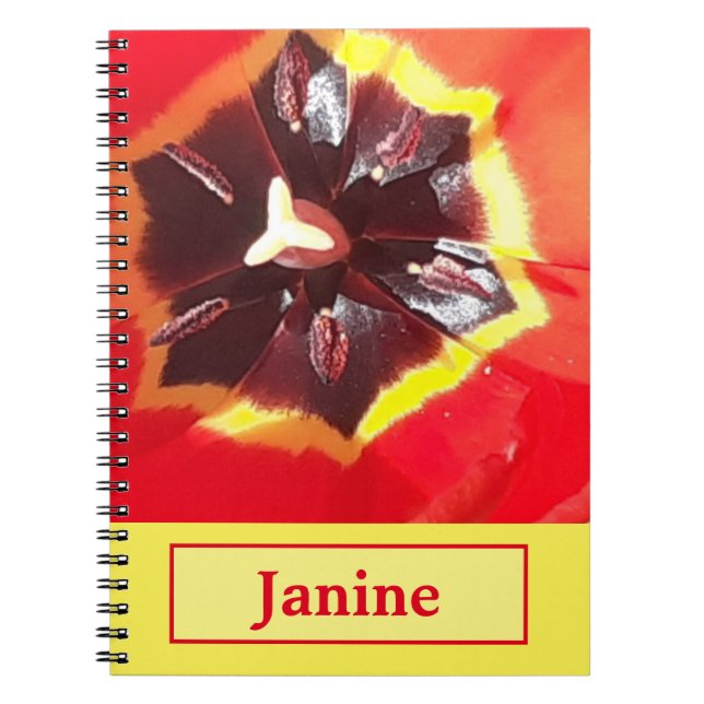 Caderno Espiral Notebook Espiral com Tulipas Vermelhas Escarlate (Frente)