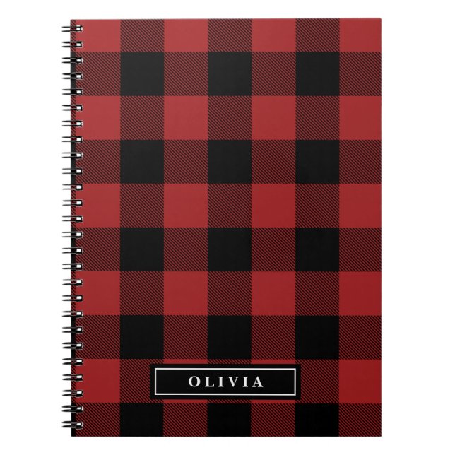 Caderno Espiral Notebook espiral com Xadrez de Buffalo Vermelho Mo (Frente)