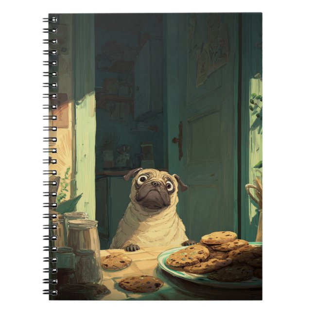Caderno Espiral Notebook Espiral Cookie Thief Pug (Frente)