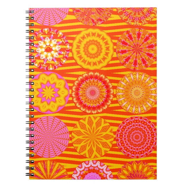 Caderno Espiral Notebook espiral cor-de-laranja, divertido caleido (Frente)