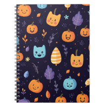Notebook Espiral Cute Cats e Pumpkins