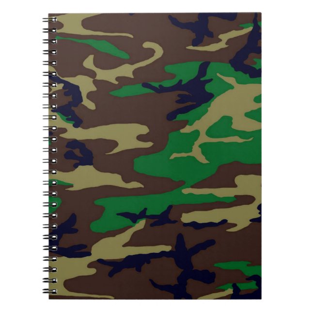 Caderno Espiral Notebook espiral da Camuflagem de Woodland Militar (Frente)