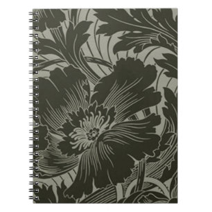 Caderno Espiral Notebook espiral de arte em linha de flor preta