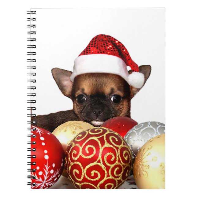 Caderno Espiral Notebook espiral de cachorrinho de Natal (Frente)