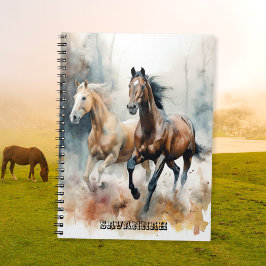 Caderno Espiral Notebook espiral de cavalos selvagens ocidentais