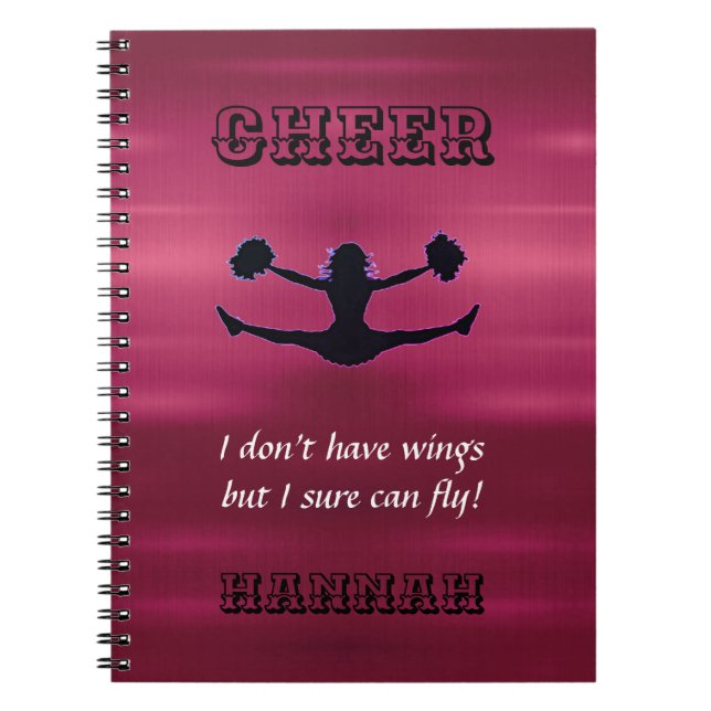 Caderno Espiral Notebook espiral de Cheerleader feminino com nome (Frente)