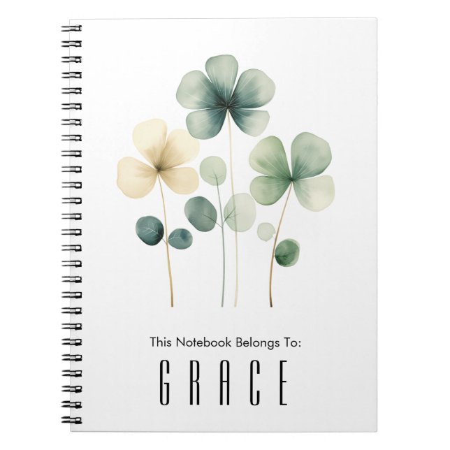 Caderno Espiral Notebook Espiral de Clover Personaliza-o (Frente)