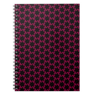 Caderno Espiral Notebook Espiral de Cluster de Flor Rosa e Preto