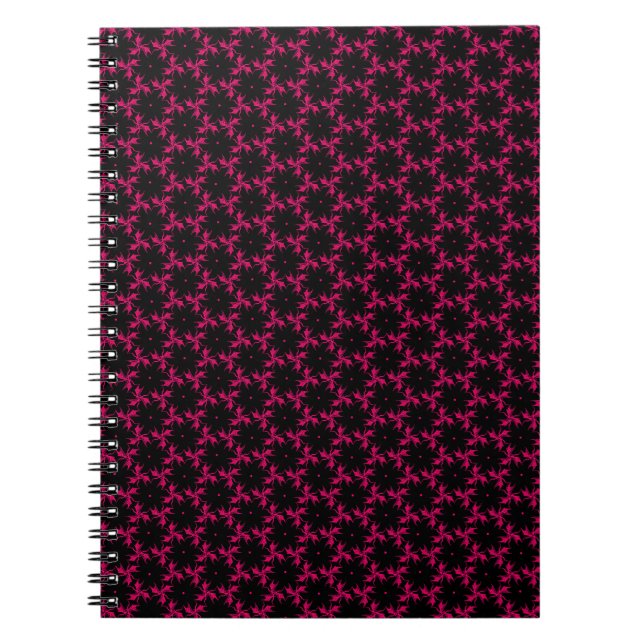 Caderno Espiral Notebook Espiral de Cluster de Flor Rosa e Preto (Frente)