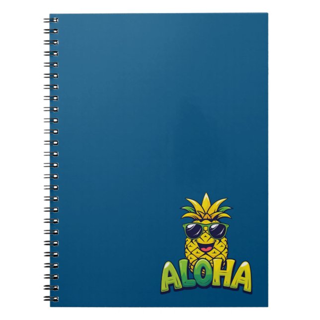 Caderno Espiral Notebook espiral de coleção de abacaxi Aloha (Frente)