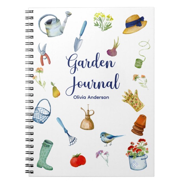 Caderno Espiral Notebook espiral de Diário de jardinagem de aquare (Frente)