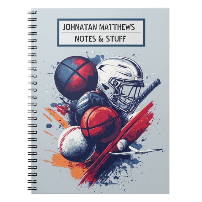 Caderno Espiral Notebook espiral de esporte inspirado (Frente)