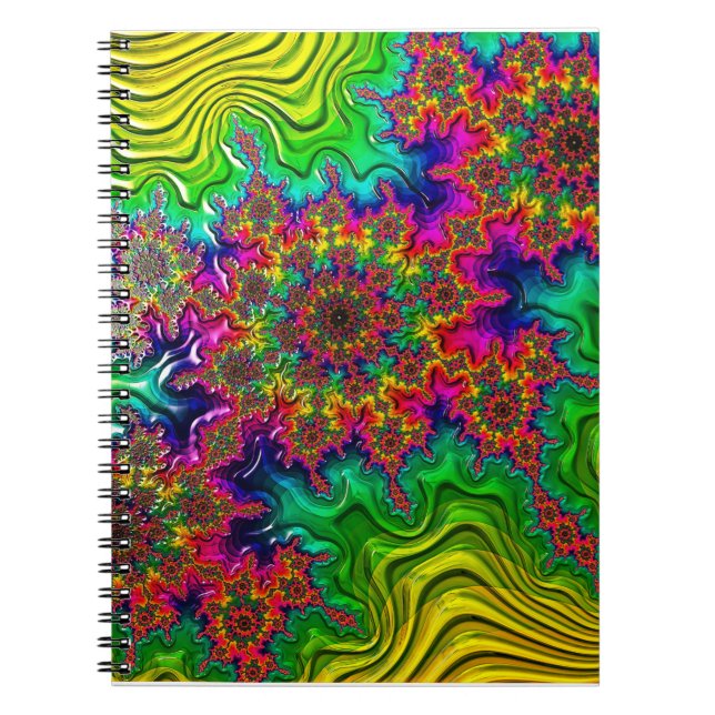 Caderno Espiral Notebook espiral de explosão de cor Mandelbrot (Frente)