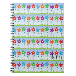 Caderno Espiral Notebook espiral de flores coloridas