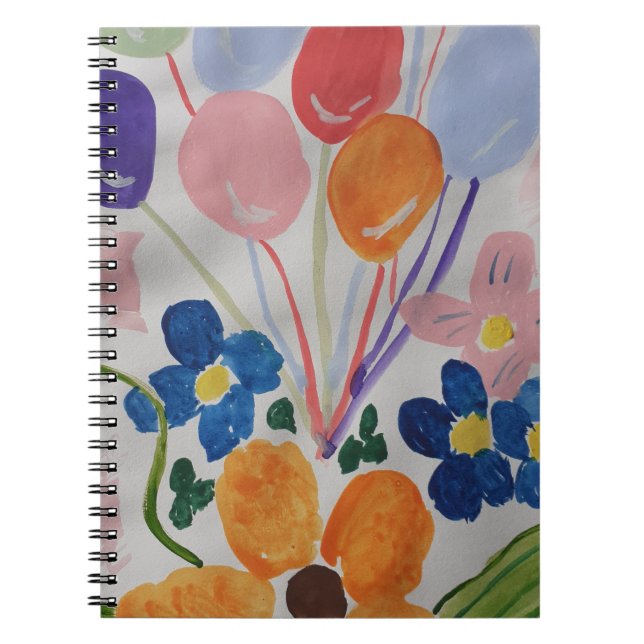 Caderno Espiral Notebook espiral de flores e balões (Frente)