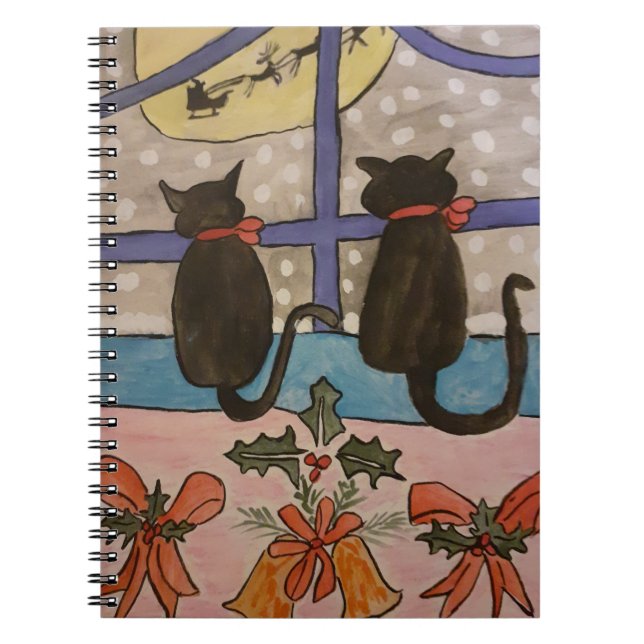 Caderno Espiral Notebook espiral de gato preto (Frente)