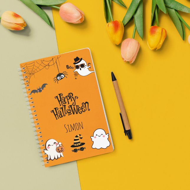 Caderno Espiral Notebook Espiral de Halloween bonito e assustador (Criador carregado)