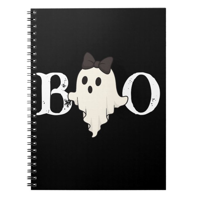 Caderno Espiral Notebook Espiral de Halloween bonito - Fantasma "B (Frente)