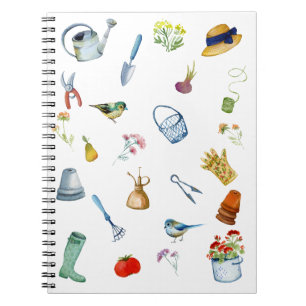 Caderno Espiral Notebook espiral de jardinagem de aquarelas