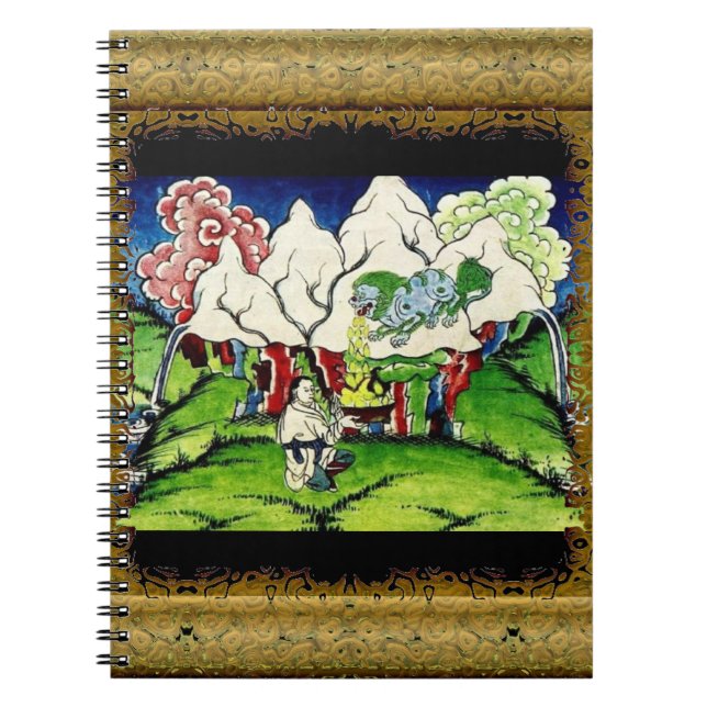 Caderno Espiral Notebook espiral de leão mitológico (Frente)