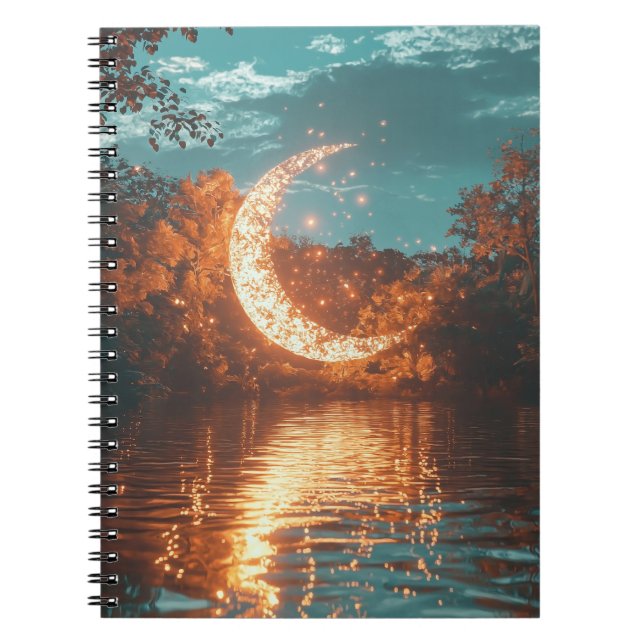 Caderno Espiral Notebook espiral de lua com crescente magia (Frente)