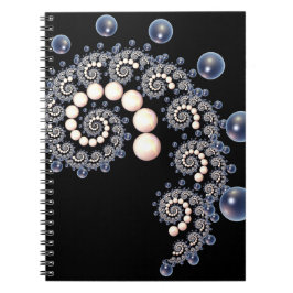 Caderno Espiral Notebook espiral de marfim e pérolas azuis