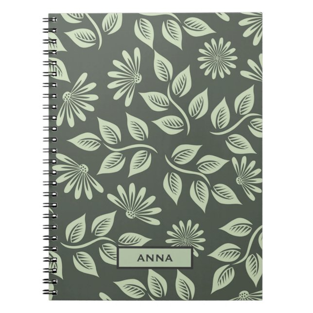 Caderno Espiral Notebook espiral de padrão floral personalizado (Frente)