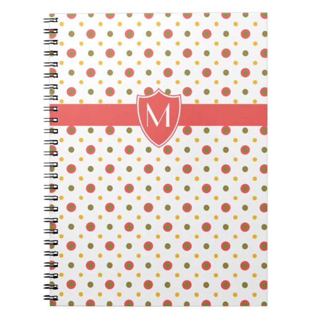 Caderno Espiral Notebook Espiral De Polkas Branco, Vermelho Monogr (Frente)