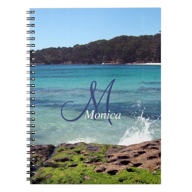 Caderno Espiral Notebook espiral de praia personalizado do Oceano (Frente)