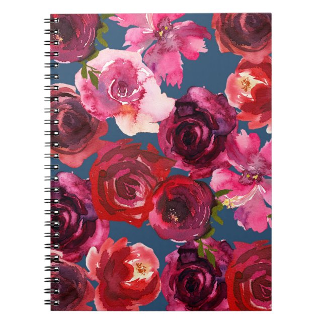 Caderno Espiral Notebook espiral de Rosas românticos (Frente)