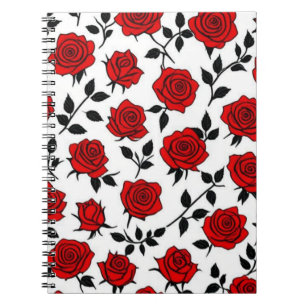 Caderno Espiral Notebook espiral de Rosas vermelhos e pretos