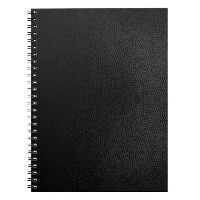 Caderno Espiral Notebook espiral de textura de couro preto (Frente)