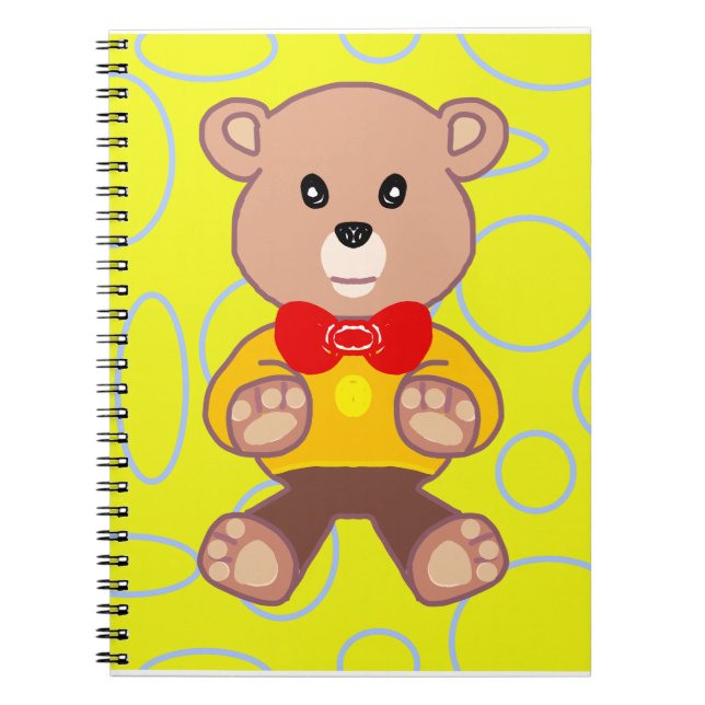 Caderno Espiral Notebook Espiral De Urso De Bowtie Cute Cute Engra (Frente)