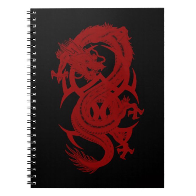 Caderno Espiral Notebook espiral do dragão vermelho Xiuhcoatl (Frente)