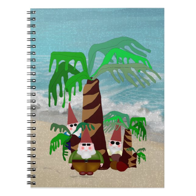Caderno Espiral Notebook espiral dos gnomos da praia (Frente)