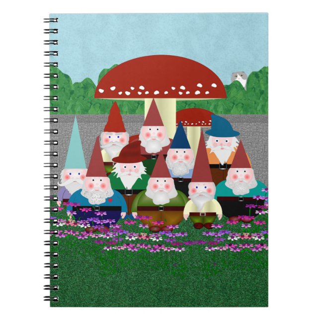 Caderno Espiral Notebook espiral dos gnomos do jardim (Frente)